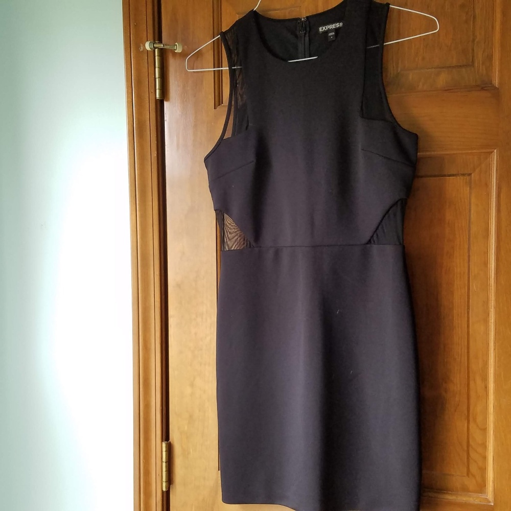 Express Black Dress with Mesh Cut Outs